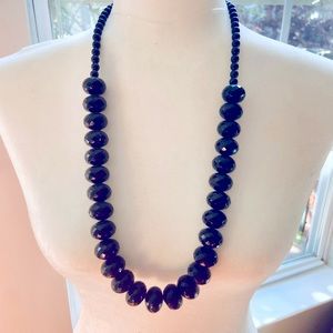 Chunky black Faceted Rondelle quartz stone necklace.